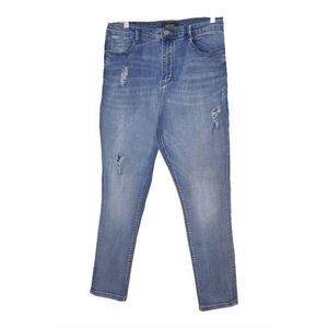 Karen Kane Womens Distressed Denim Jeans 14 High Rise Stretch Skinny Curvy